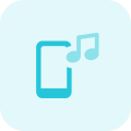 Cell phone music with note symbol layout icon