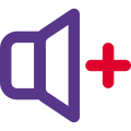 Increasing the volume of a music playback with the plus Logo icon