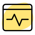 Line graph infographics on a web page template under landing page icon