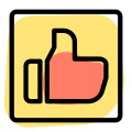 Thumbs up button on popular social media icon