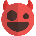 Zany devil with with enlarged single eye icon