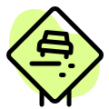 Slippery road with a warning on a road traffic signal icon