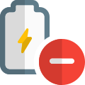 Battery charging cycle damaged with negative symbol icon