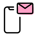 Email and message notification on smartphone with envelope icon