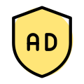 Online privacy protection ads with shield badge icon