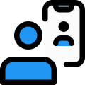 Business official call with client over a smartphone icon