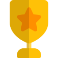 Defence department trophy with shield shape and star icon