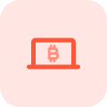 Bitcoin cryptocurrency peer to peer mining on a laptop icon