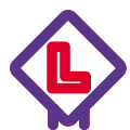 L shaped learner zone on a road sign board icon