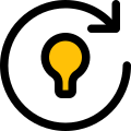 Refresh innovative ideas with lighting bulb and arrow icon
