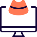 Ultrasound report check on a desktop computer isolated on a white background icon