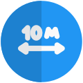 Distance of about ten kilometers range on a road signal icon