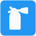 Portable fire extinguisher to be used in case of fire icon