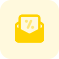 Mail earning pecentage earned in an envelope icon