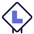 L shaped learner zone on a road sign board icon