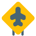 Airport sign board with an airplane layout icon