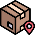 Box with pin location icon