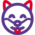 Happy smiling dog face with eyes closed emoji icon