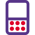 Old fachioned cell phone with physical keyboard icon
