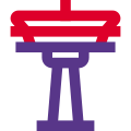 Space tower for signal, communication and broadcasting. icon