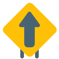 Straight forward up arrow signal as signpost icon