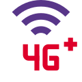 Fourth generation cellular plus and internet connectivity logotype icon