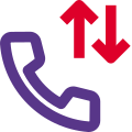 Cell phone with up and down arrows icon