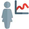Bar graph chart of the businesswoman sharing the graph icon