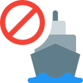 Blocked sign for ship regular delivery route icon