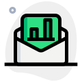 Bar chart report send in mail post in an office envelope icon