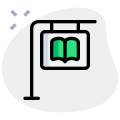 Sign post of a library direction isolated on a White background icon