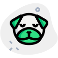 Pensive pug dog expression emoticon in isolated place icon