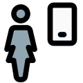 Businesswoman using web messenger on a smartphone icon