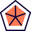 Geometrical Pentagon shape concept isolated on white background icon