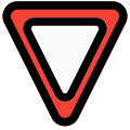 Yield sign for warning and end road icon