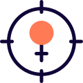 Female candidate to be hired - crosshair target icon