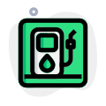 Gas station sign on a road layout icon