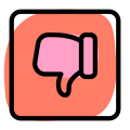 Disagree or dislike thumbs down symbol under square icon