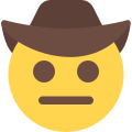 Cowboy netural face expression with brim hat icon