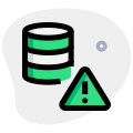 Error warning notification on a secure database network icon