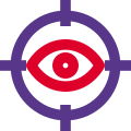 Live target of audience for web traffic with eye on crosshair icon