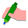 Main avec stylo icon