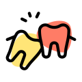 Old age weak tooth begin removed in dental care icon