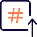 Social media hashtag with up arrow isolated on a white background icon