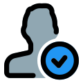 Check mark on a natural user for authentication and approval icon