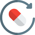 Pill reminder with a loop Arrow isolated on a white background icon