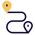 A and B route for the hotel location on the map icon