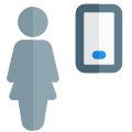 Businesswoman using web messenger on a smartphone icon