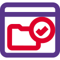 Landing page with verified folder application for web pages icon