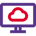 Cloud computing on a desktop isolated on white background icon